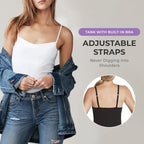 Tank Top with Built-In Shelf Bra Viscose Fiber Adjustable Straps Multiple Colors