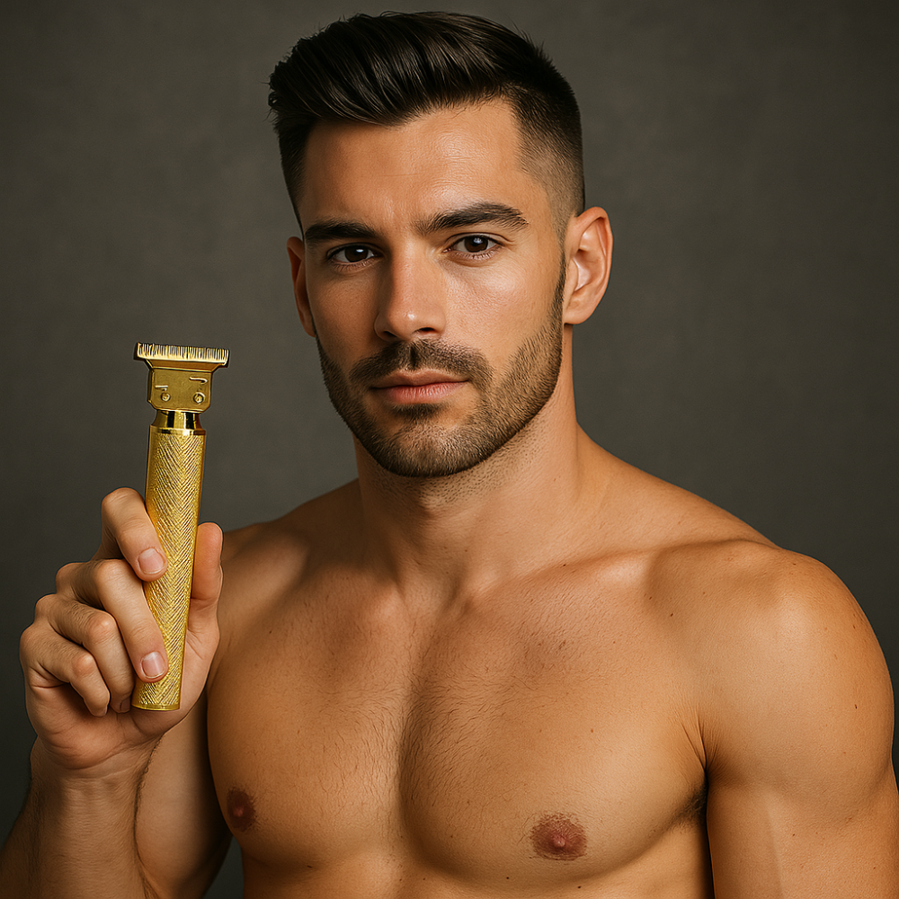 Precision Trimmer with Carbon Steel Blades Cordless Beard Grooming Kit Black Gold