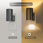 Plug-In LED Wall Night Light with Dimmable Sensor Matte Black Modern Design