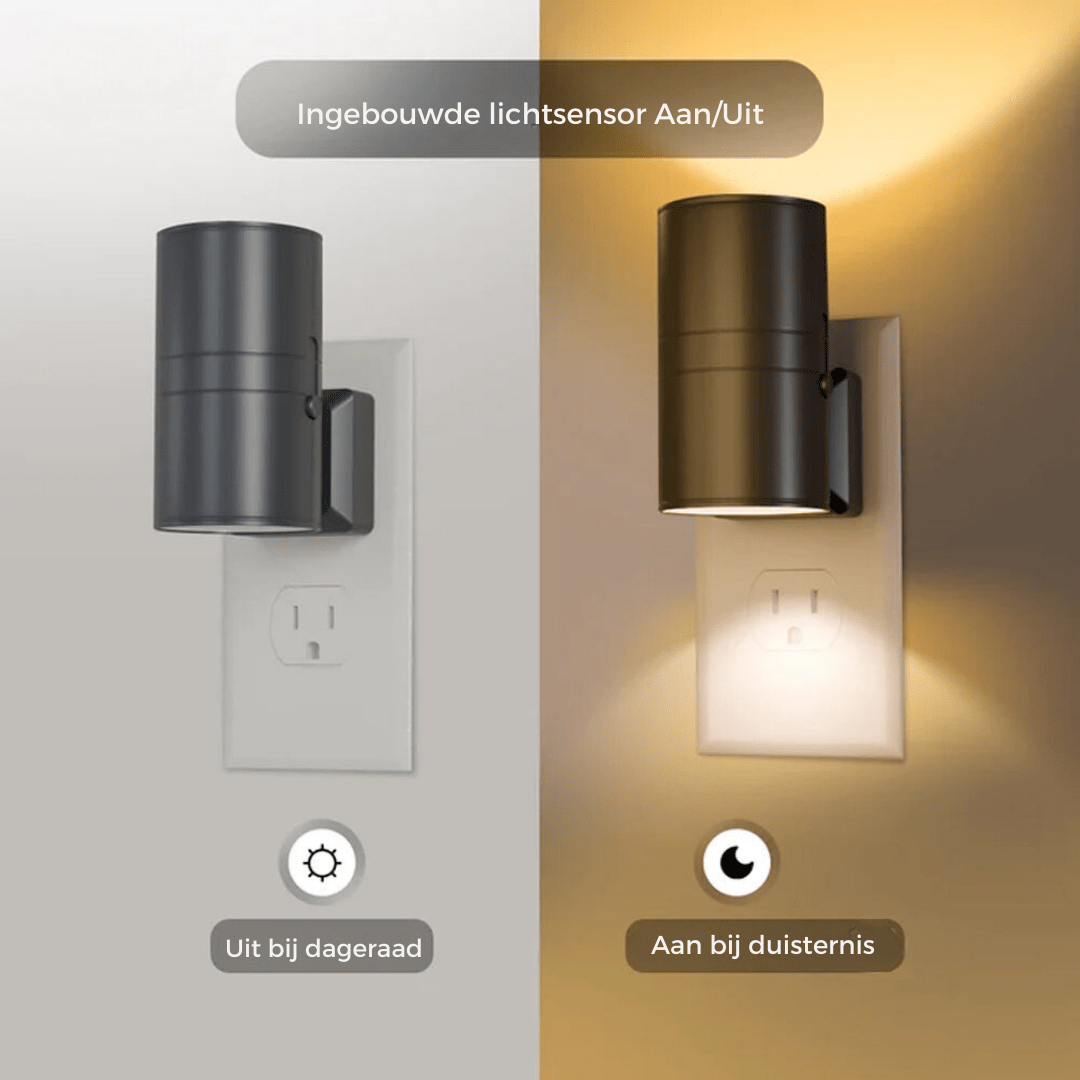 Plug-In LED Wall Night Light with Dimmable Sensor Matte Black Modern Design