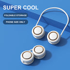 Foldable USB Rechargeable Portable Neck Fan Bladeless Turbine Design Adjustable Silicone Band