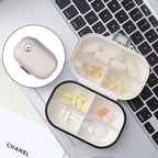 Portable Daily Pill Organizer 7-Section Water-Resistant Compact White PET Silicone Pill Box