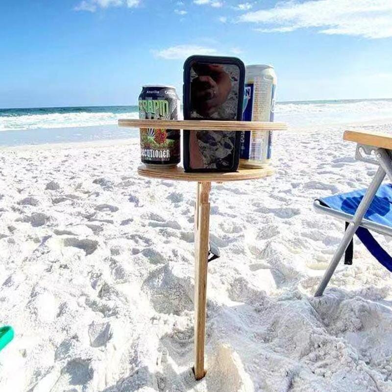 Foldable Outdoor Wine Table Birch Wood Compact Portable Picnic Snack Holder