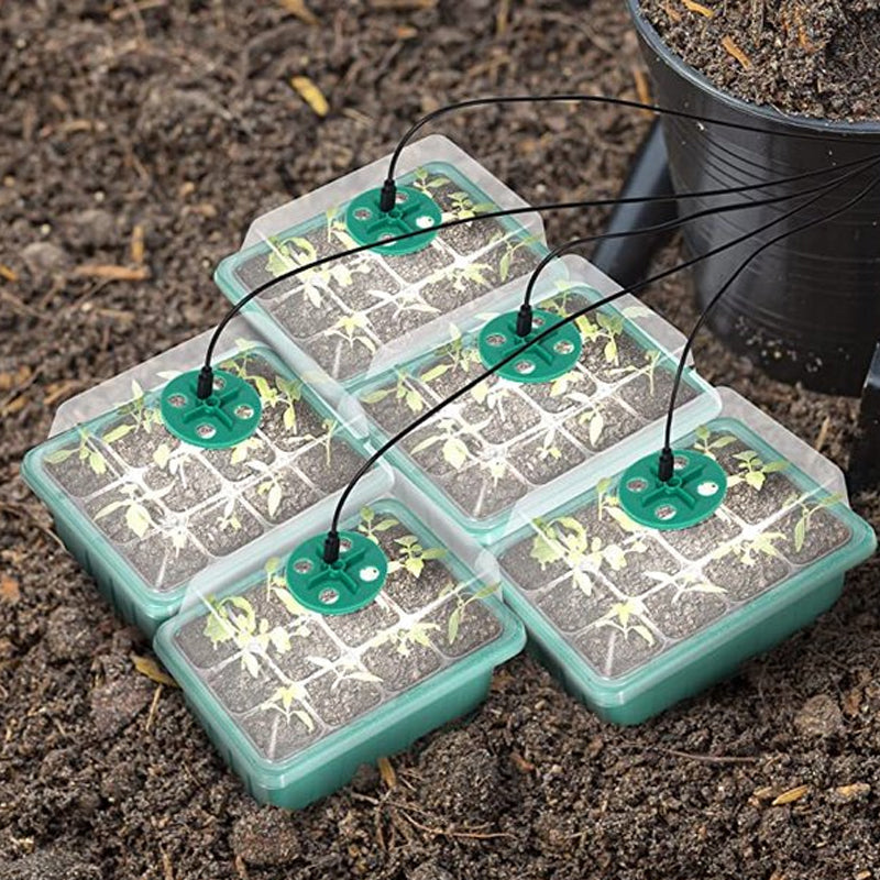 Seed Starter Trays with Grow Light Kit 5 Sets Adjustable Humidity Clear Root View Black Green