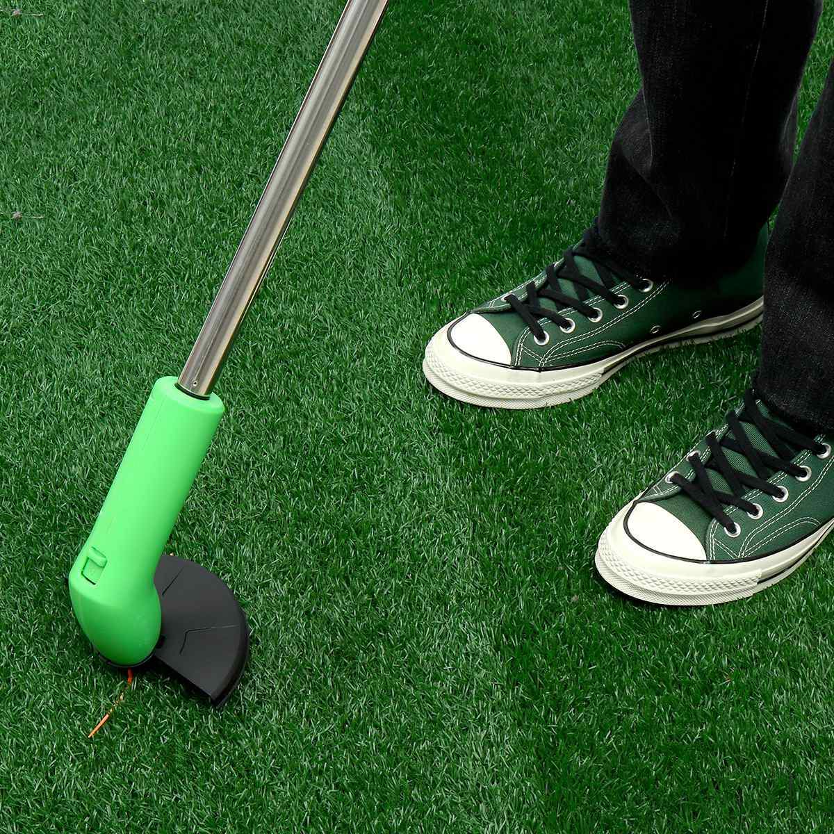 Cordless Grass Cutter Electric Trimmer Lightweight Portable Yard Edger with Extension Pole and Debris Shield