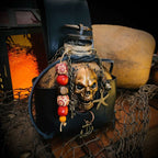Skull Pirate Rum Bottle Resin 227ml Brown Decorative Flask for Camping Hiking Parties