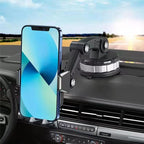 Car Phone Holder Strong Suction Adjustable Mount 360° Rotation Black