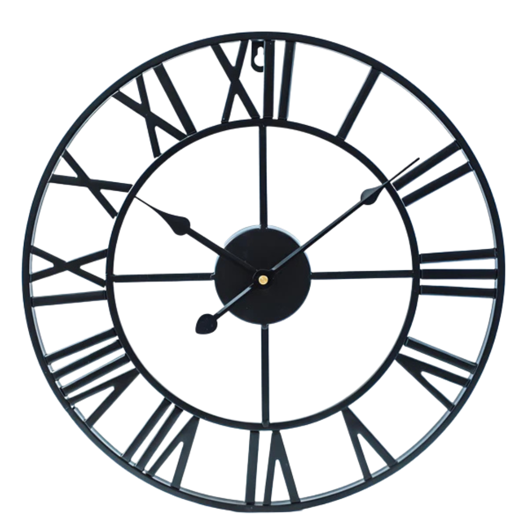 Large Metal Wall Clock 60cm Diameter Contemporary 3D Design Battery Operated