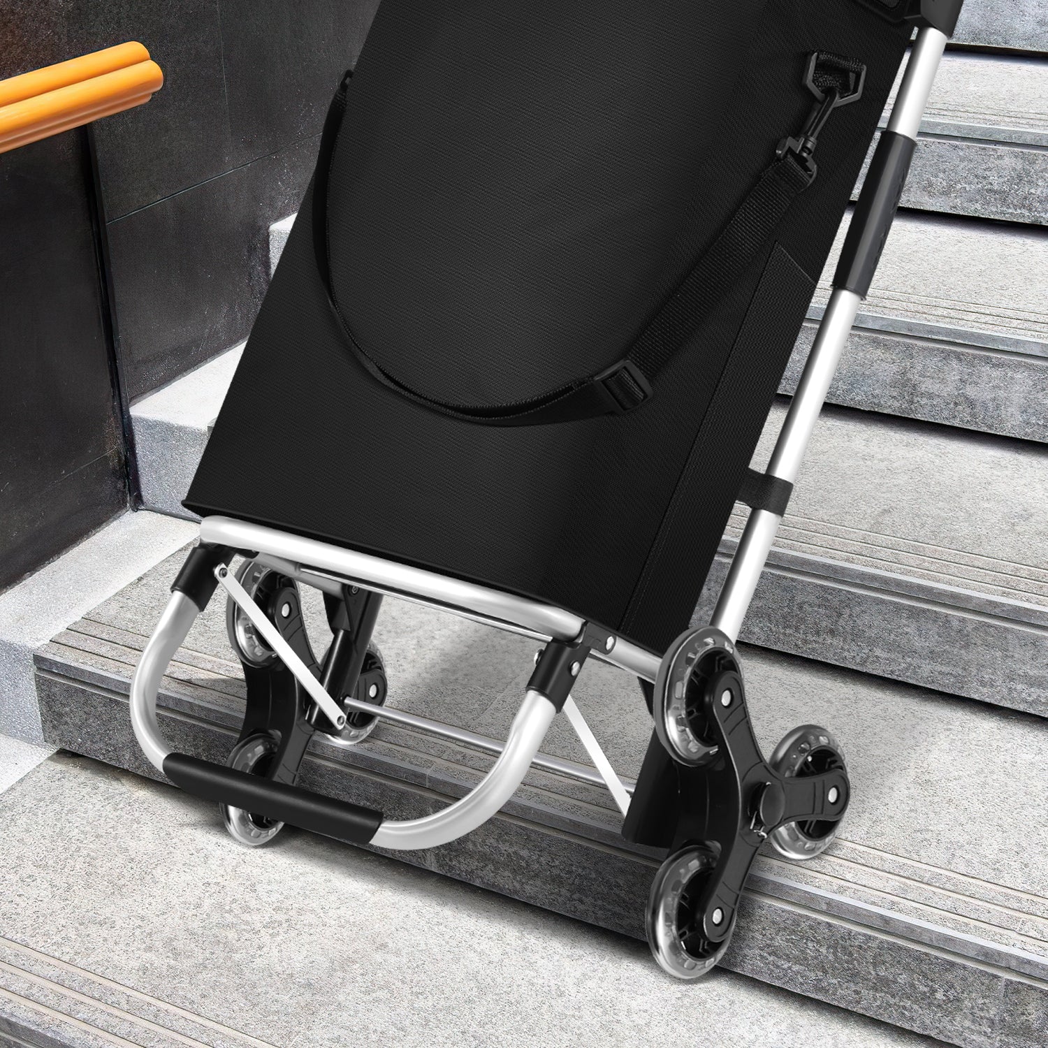 Foldable 40L Shopping Trolley Cart with Removable Bag and Cooling Compartment Black