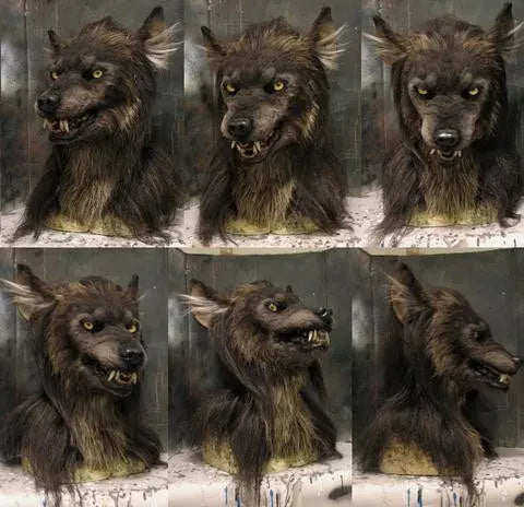 FurryMask Realistic Werewolf Mask with Artificial Fur Halloween Costume Headgear