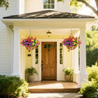 EterniBloom Artificial Hanging Flower Basket with 12 Silk Flowers Weatherproof UV-Resistant Decor