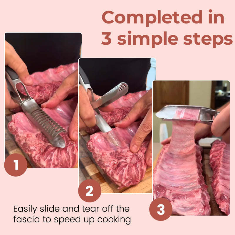 Rib Membrane Remover Tool Stainless Steel Ergonomic Handle Meat Prep for Ribs and Large Cuts