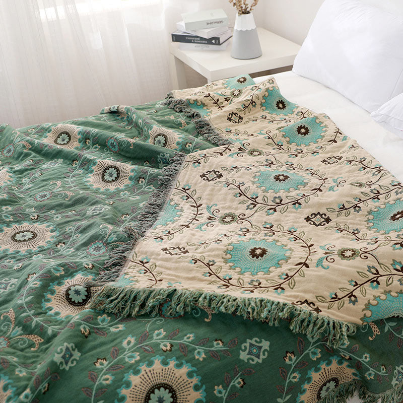 Reversible Cotton Sofa Cover Blanket Soft Durable Couch Throw Machine Washable Multiple Sizes