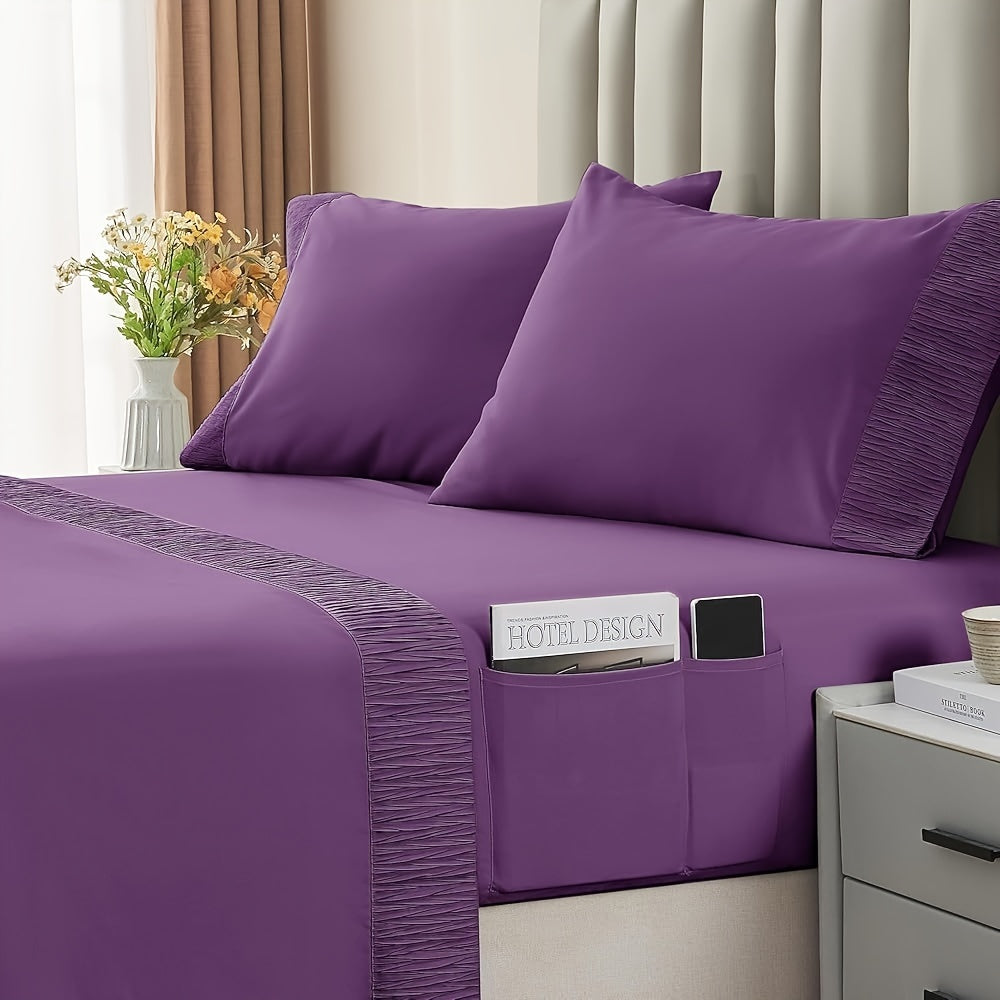 4-Piece Queen Size Cooling Microfiber Sheet Set 14" Deep Pocket Soft Hotel-Grade Bed Sheets