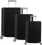 3-Piece Stretchable Luggage Cover Set Polyester Spandex Anti-Tear Dustproof Fits Small Medium Large Suitcases Black