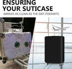 3-Piece Stretchable Luggage Cover Set Polyester Spandex Anti-Tear Dustproof Fits Small Medium Large Suitcases Black