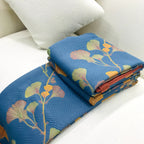 Reversible Jacquard Cotton Quilt Soft Cozy Ginkgo Pattern Two-Sided Design