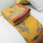 Reversible Jacquard Cotton Quilt Soft Cozy Ginkgo Pattern Two-Sided Design