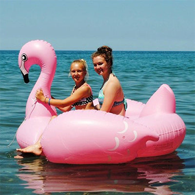Unisex Inflatable Flamingo Pool Float Ring Durable PVC Spacious Double Seating