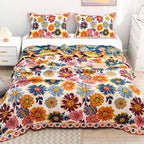 Reversible Cotton Quilt Lightweight Summer Blanket Jacquard Design Full Queen Sizes