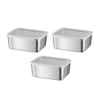 Stainless Steel Food Storage Containers Set 3/6 Pcs Durable Reusable Eco-Friendly Dishwasher Safe