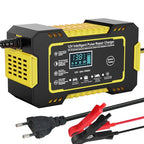 12V 6A Smart Car Battery Charger with Pulse Repair LCD Display Fast Charging for AGM Gel Lead-Acid Batteries