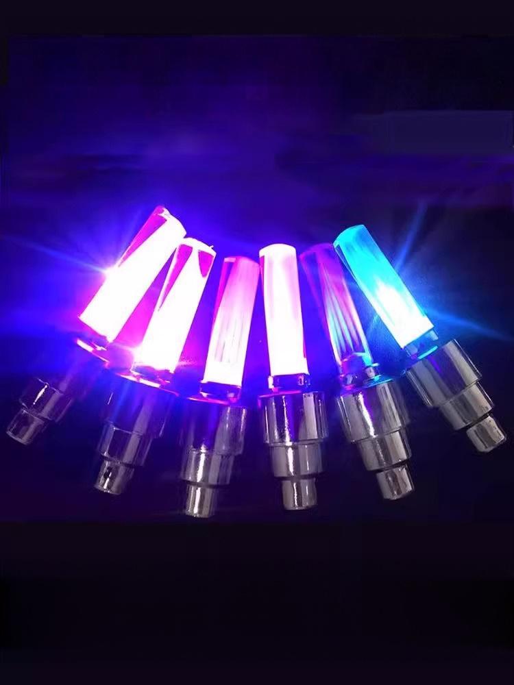 Double Bike Valve LED Safety Lights 2-Pack, Colorful Glow, Universal Presta Schrader Fit, Waterproof, Twist-On Night Riding Accessories