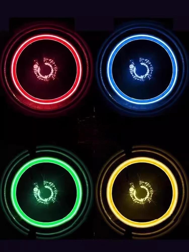 Double Bike Valve LED Safety Lights 2-Pack, Colorful Glow, Universal Presta Schrader Fit, Waterproof, Twist-On Night Riding Accessories