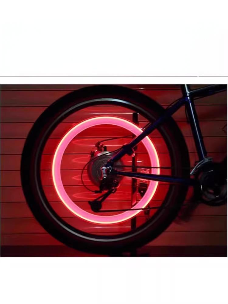 Double Bike Valve LED Safety Lights 2-Pack, Colorful Glow, Universal Presta Schrader Fit, Waterproof, Twist-On Night Riding Accessories
