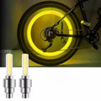 Double Bike Valve LED Safety Lights 2-Pack, Colorful Glow, Universal Presta Schrader Fit, Waterproof, Twist-On Night Riding Accessories