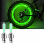 Double Bike Valve LED Safety Lights 2-Pack, Colorful Glow, Universal Presta Schrader Fit, Waterproof, Twist-On Night Riding Accessories