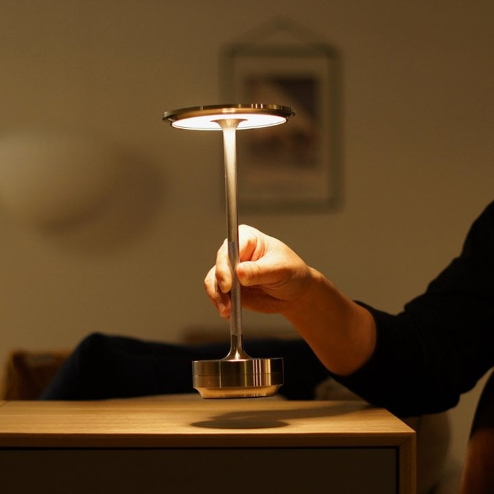 Cordless Aluminum Table Lamp Rechargeable Waterproof Dimmable Touch Sensor Desk Light 11 Inch