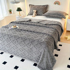Leaf Embroidery Fleece Blanket Soft Microfiber Throw Lightweight Cozy Year-Round Comfort Standard Size
