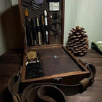 Writers Messenger Wooden Box A5 Walnut Storage Case with Pen Holders and Clips