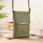 Anti-Theft Leather Crossbody Bag with RFID Protection and Touchscreen Phone Compartment Compact Shoulder Bag for Women