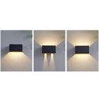 Modern Outdoor Waterproof Rectangular Aluminum LED Wall Sconce Lamp Black or White 12W/24W Hardwired