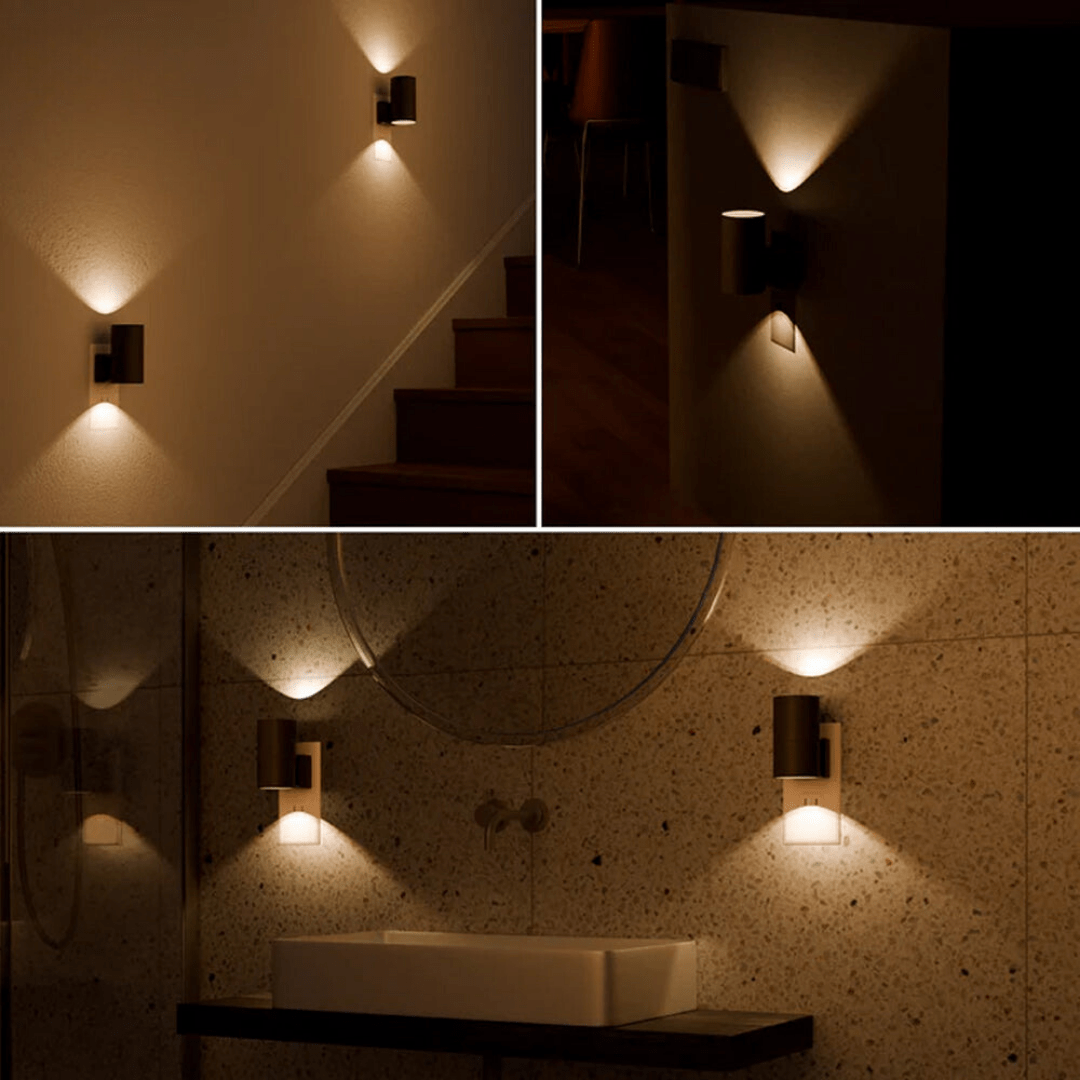 Plug-In LED Wall Night Light with Dimmable Sensor Matte Black Modern Design