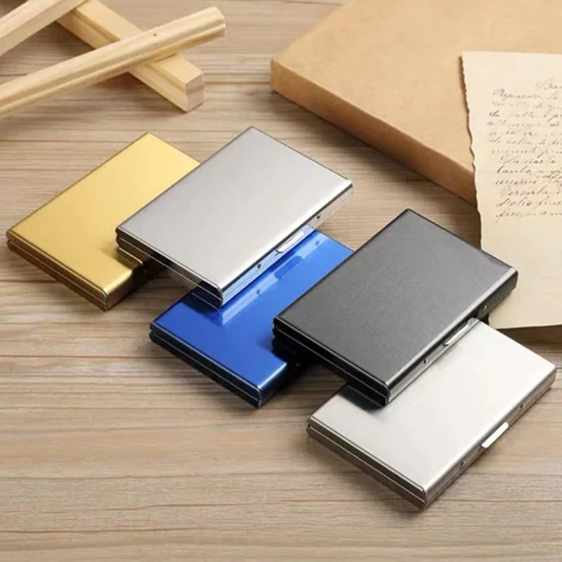 Ultra-Thin Stainless Steel Card Case with RFID Theft and Demagnetization Protection, Holds 6 Cards