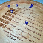 Farkle Dice Tray with Laser-Engraved Scoring System and 6 Dice, 7 or 14 Inch Multipurpose Game Tray