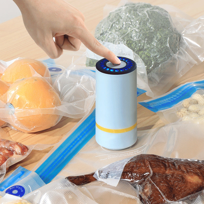 Vacuum Sealer with USB Charging and 20 Zipper Bags Compact Portable Food Storage Kit