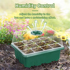 Seed Starter Trays with Grow Light Kit 5 Sets Adjustable Humidity Clear Root View Black Green