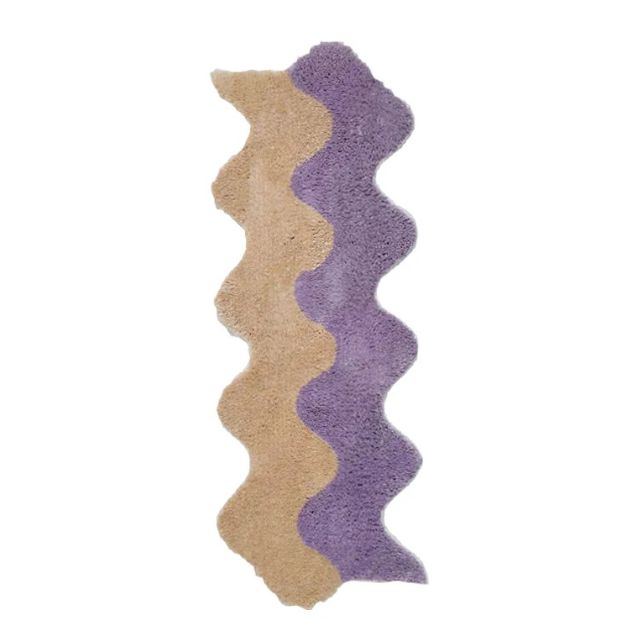 Abstract Color Block Cotton-Polyester Rug 45x120cm Machine Washable Stain Resistant Contemporary Design