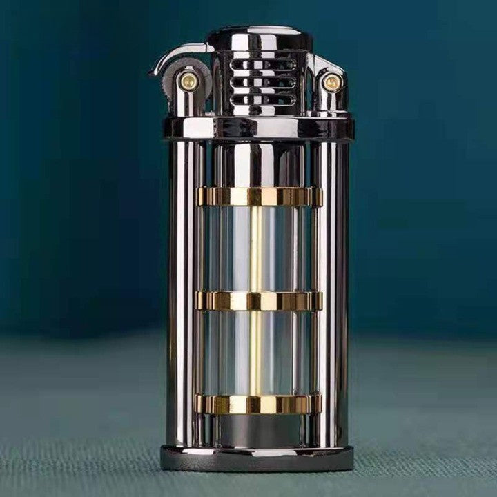 Transparent Windproof Metal Kerosene Flame Lighter Brass Compact 72mm