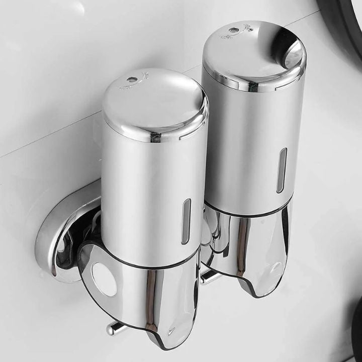 Wall Mounted Soap Dispenser Stainless Steel ABS 16.9 fl oz Push Pump Bathroom Organizer Set of 1-3