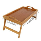 Bamboo Breakfast Bed Tray Table with Foldable Legs Portable Serving Tray for Bed and Sofa