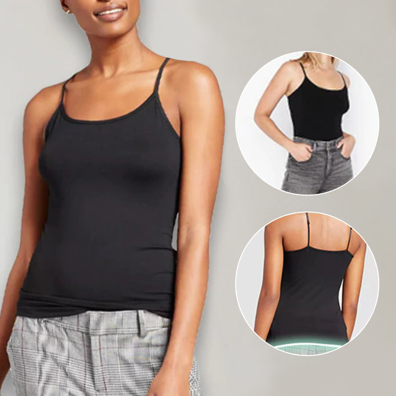 Tank Top with Built-In Shelf Bra Viscose Fiber Adjustable Straps Multiple Colors