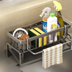 Harrow Sinky Stainless Steel Kitchen Dish Rack with Draining Tray and Cutlery Holder Silver 45x30x15cm