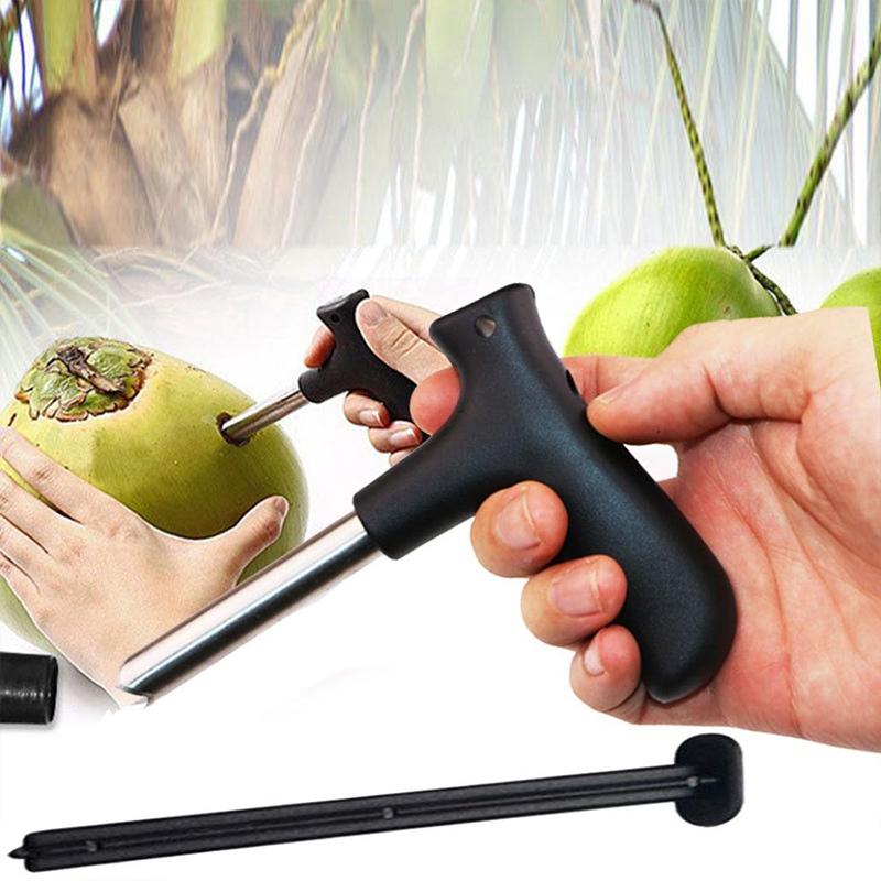Stainless Steel Coconut Opener Tool with Ergonomic Grip and Large Hole Design for Easy Juice Access