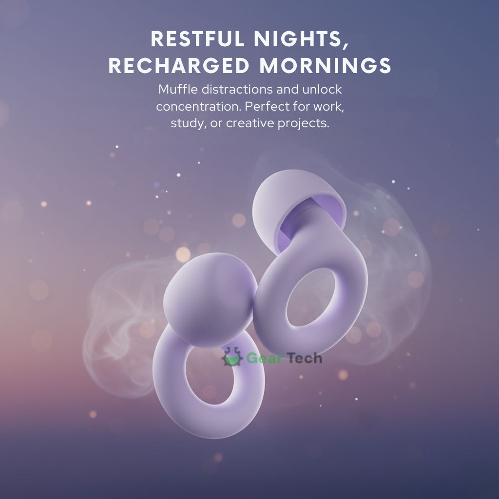 AuraCalm Harmony Reusable Silicone Sleep Earplugs Noise-Reducing Comfortable Fit 4 Sizes