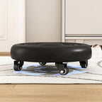 360 Degree Rotating Rolling Stool with PU Leather Cushion and Adjustable Height, Black Blue Red